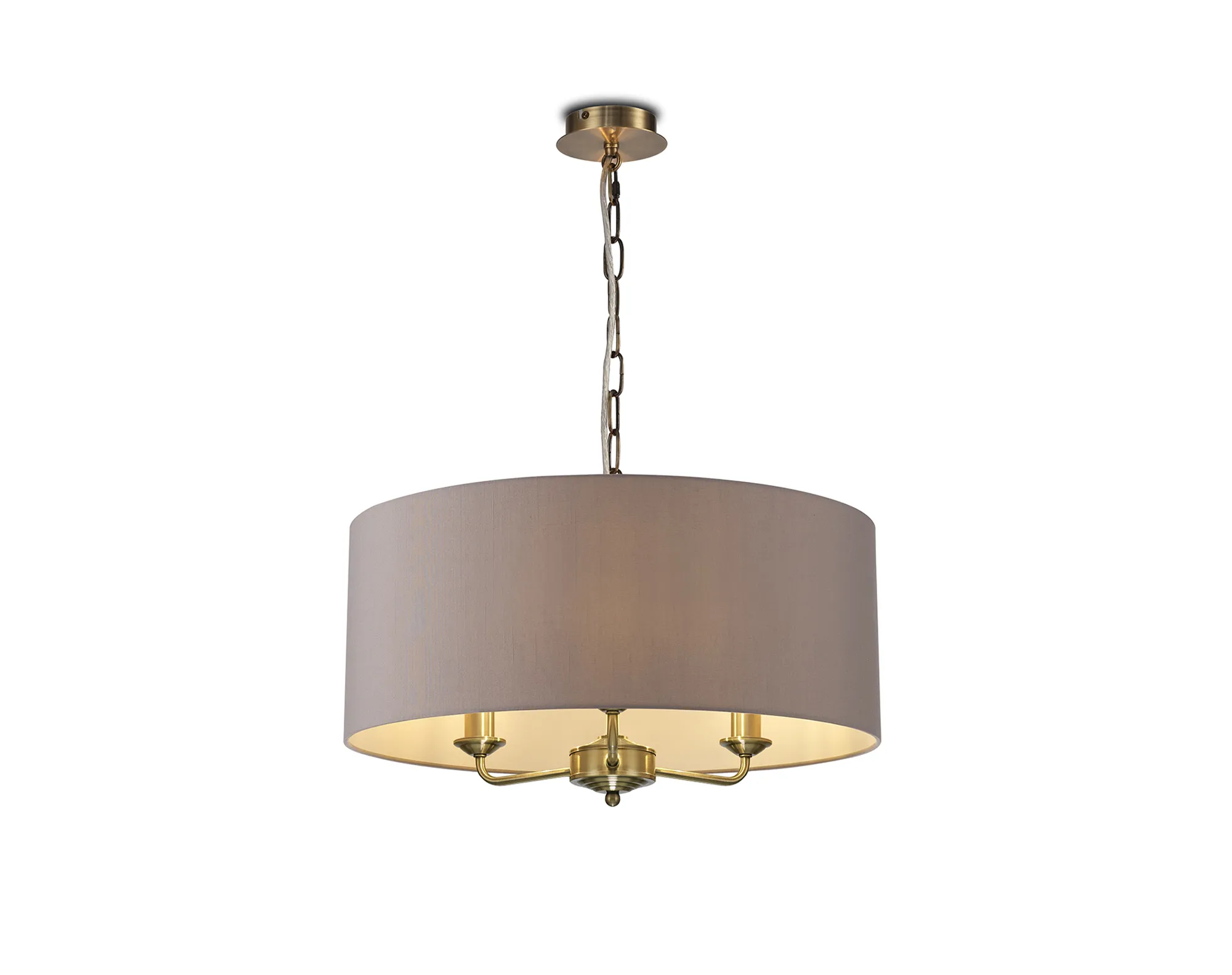 DK0048  Banyan 50cm 3 Light Pendant Antique Brass; Grey